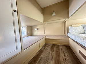 Interior space featuring dark hardwood / wood-style flooring