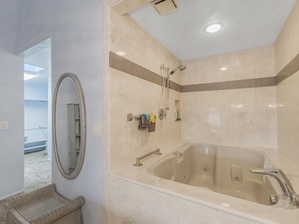 Bathroom with a textured ceiling