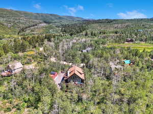 Drone / aerial view with a mountain view