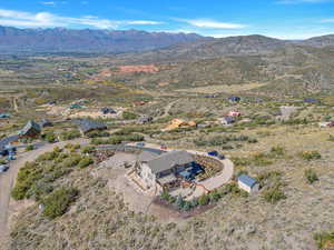 Drone / aerial view featuring a mountain view