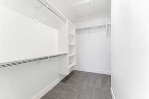 Walk in closet with carpet