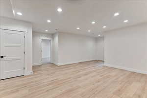 Unfurnished room with light hardwood / wood-style flooring