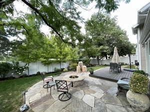 Tree lined backyard