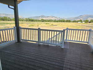 Deck featuring a mountain view