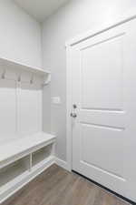 Mudroom featuring hardwood / wood-style floors