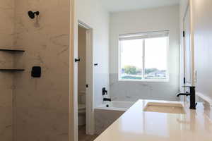 Bathroom featuring vanity and toilet