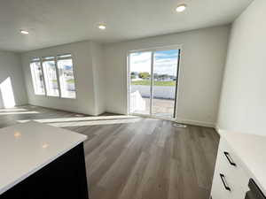 Interior space with light hardwood / wood-style floors