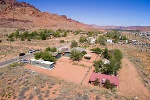 Drone / aerial view featuring a mountain view