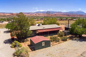 Aerial view featuring a mountain view