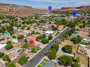 Birds eye view of property with a mountain view