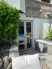 View of exterior entry with french doors