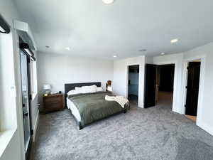 Bedroom featuring carpet, a closet, and a walk in closet