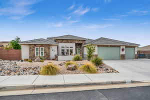 Prairie-style home with a garage