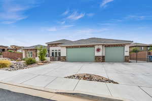 Prairie-style house with a garage