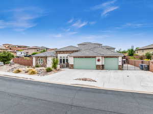 Prairie-style home with a garage