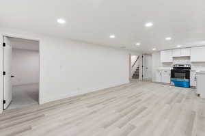 Unfurnished living room featuring light hardwood / wood-style flooring