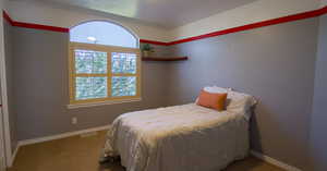 Bedroom with carpet floors