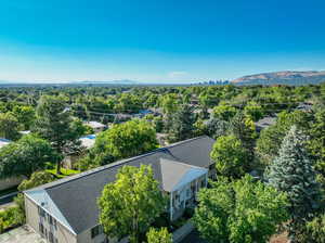 Aerial view featuring a mountain view