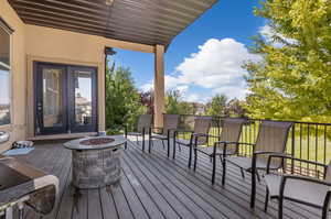 View of wooden deck