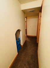 Hall with cubby under stairs