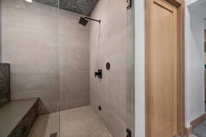 Bathroom with tiled shower