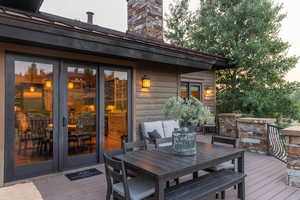 Wooden terrace with french doors