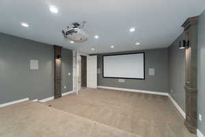 Theatre Room.  With Stadium Flooring And Dimming Lights. Incredible Speaker System, Projector & Screen.