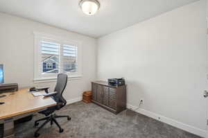 Office space featuring carpet flooring