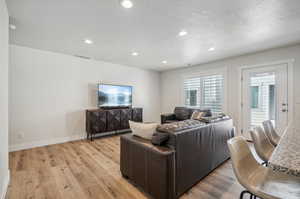 Living room featuring light hardwood / wood-style flooring