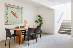 View of carpeted dining area