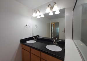 Main bathroom with double sinks