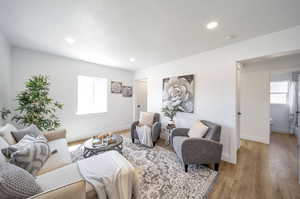 Living room featuring light wood-type flooring