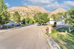 View of street with a mountain view