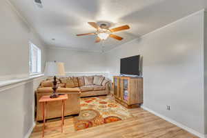 Family Room with laminate flooring