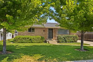 View of front of home featuring a front lawn