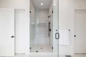 Bathroom with an enclosed shower