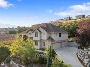 View of front of property with a garage