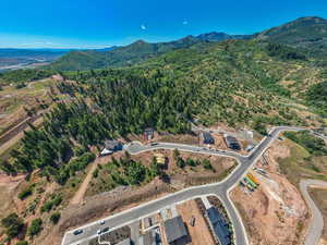 Birds eye view of property with a mountain view