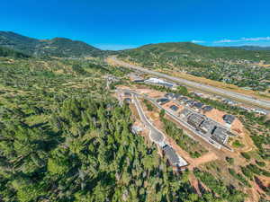 Aerial view featuring a mountain view