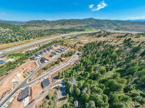 Aerial view featuring a mountain view