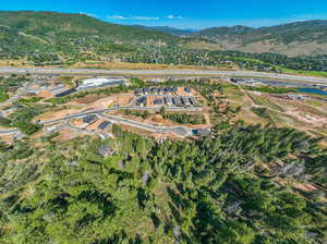 Drone / aerial view featuring a mountain view