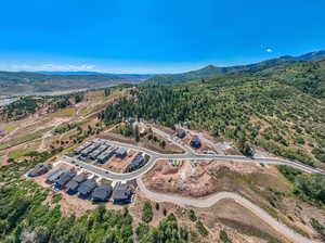 Aerial view featuring a mountain view