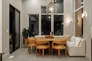 View of tiled dining area