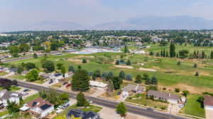 Aerial view featuring a mountain view