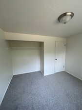 Unfurnished bedroom with carpet and a closet