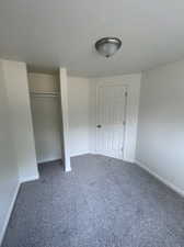 Unfurnished bedroom with carpet floors