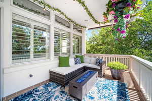 Exterior space featuring an outdoor hangout area