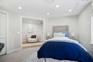 Bedroom with light wood-type flooring