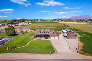 Aerial view featuring a mountain view