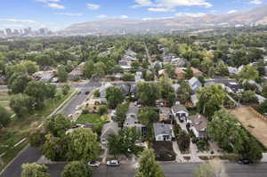 Drone / aerial view with a mountain view